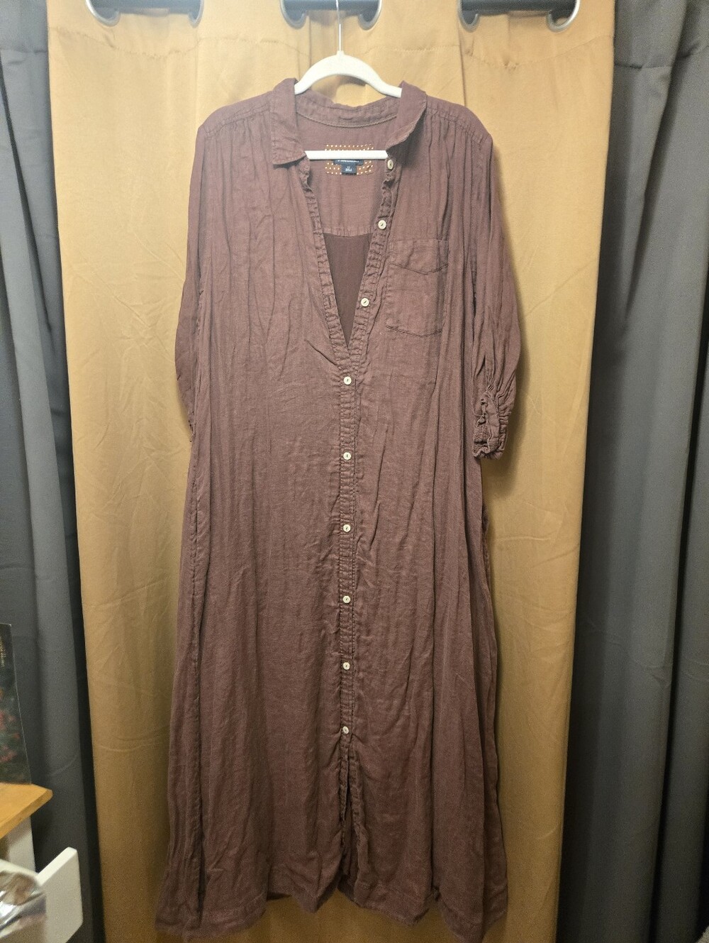 Anthropologie Maeve Brown Linen Maxi Dress 2x
